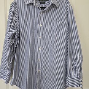 Ralph Lauren Men's Blue & White Striped Classic Fit Non Iron 16 1/2 EUC Preppy